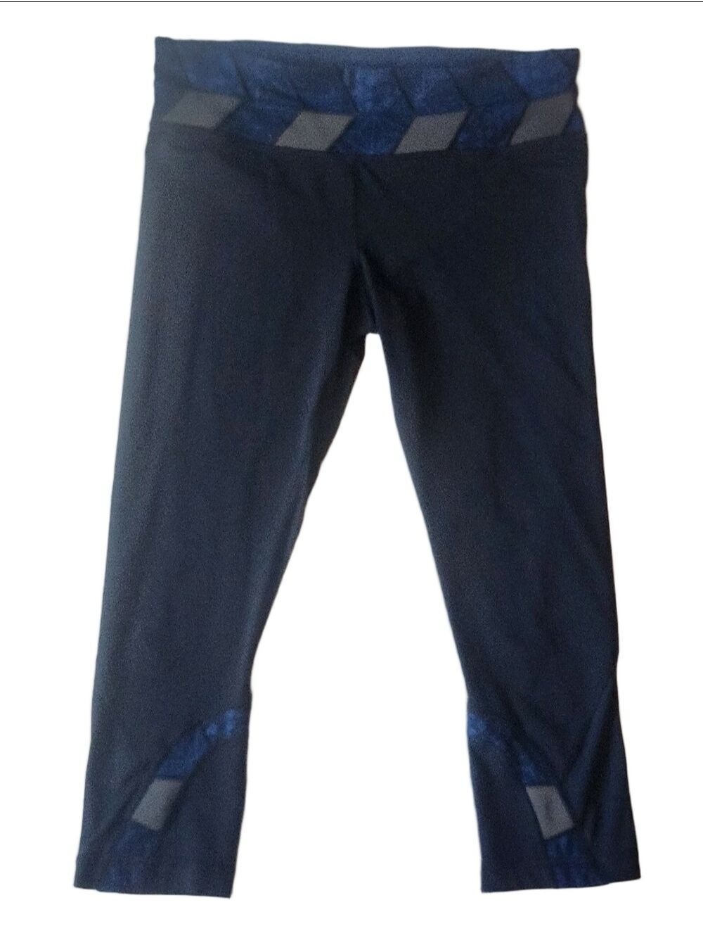 Lululemon Run Inspire Crop II Leggings Size 8 Blue Geometric Reflective Mesh 21"